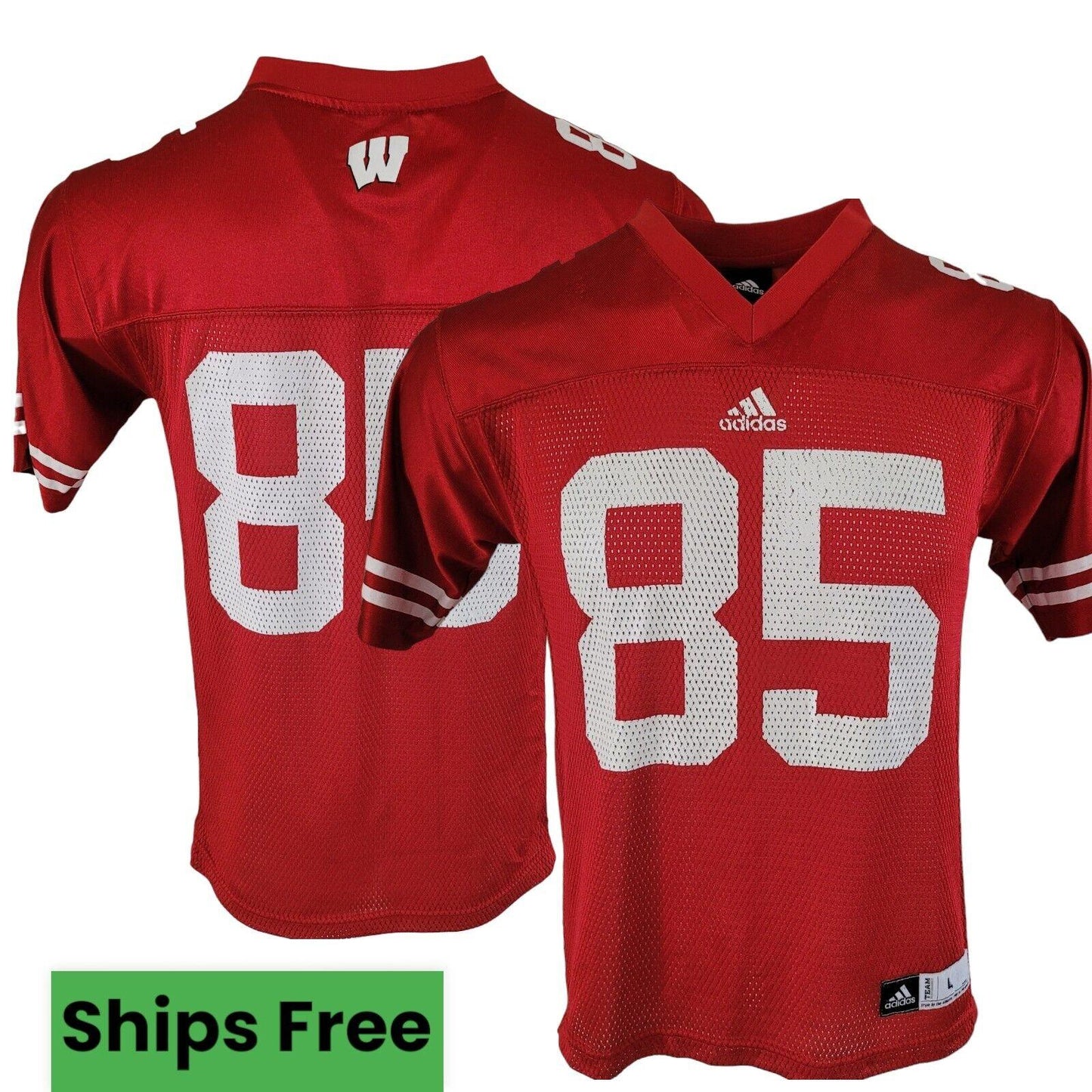 Wisconsin Badgers #85 Football Jersey - Youth L(14-16) Adult S, NCAA Adidas-USASTARFASHION