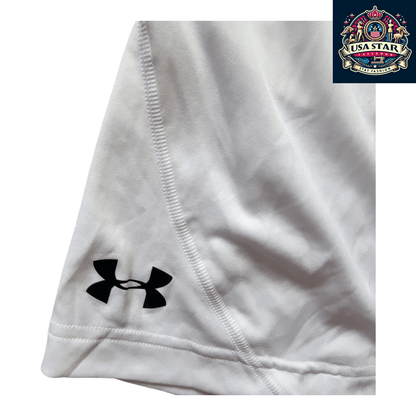 Under Armour White Athletic Shorts, Size Large, Elastic Waist, Pockets - USASTARFASHION