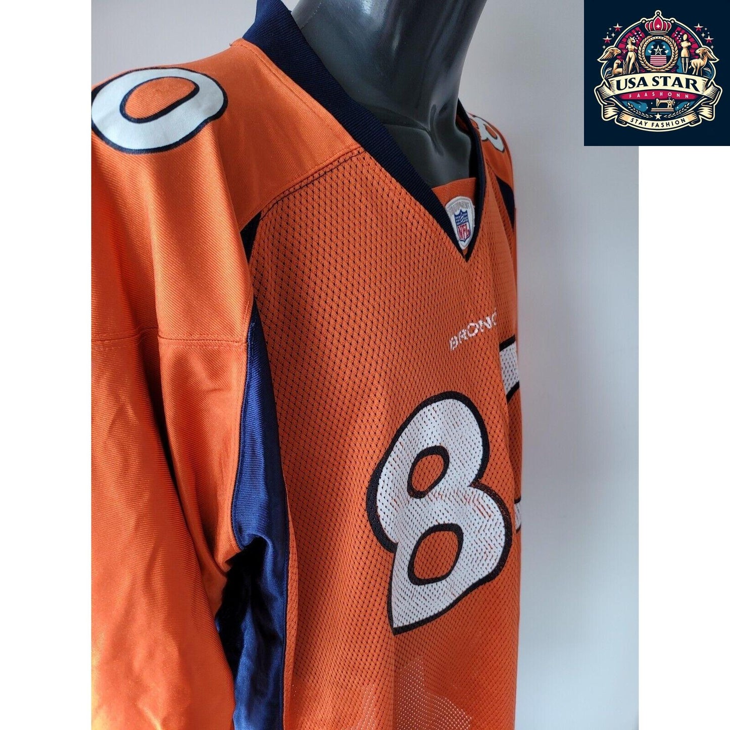 Reebok Broncos Jersey #80 Smith NFL Sz XL - Comfortable, Moisture-Wicking Fabric, Unisex Fit - USASTARFASHION