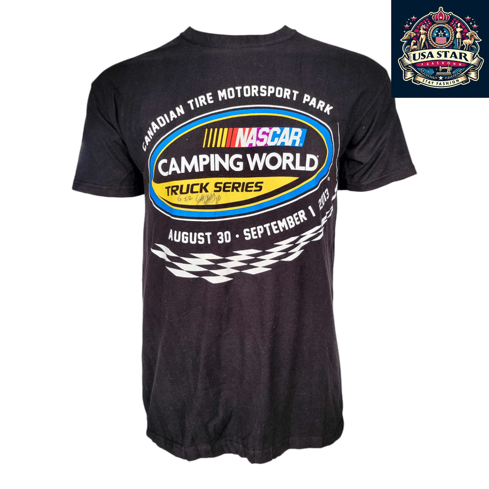 NASCAR Camping World Truck Series T-Shirt M Black Signed by Scott Speed 2013 Racing Collectible - USASTARFASHION