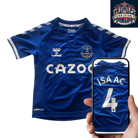 Everton Home Jersey Kids 2021-2022, Youth Size 6Y/116cm, Isaac #4, Cazoo Sponsored, Hummel Design - USASTARFASHION