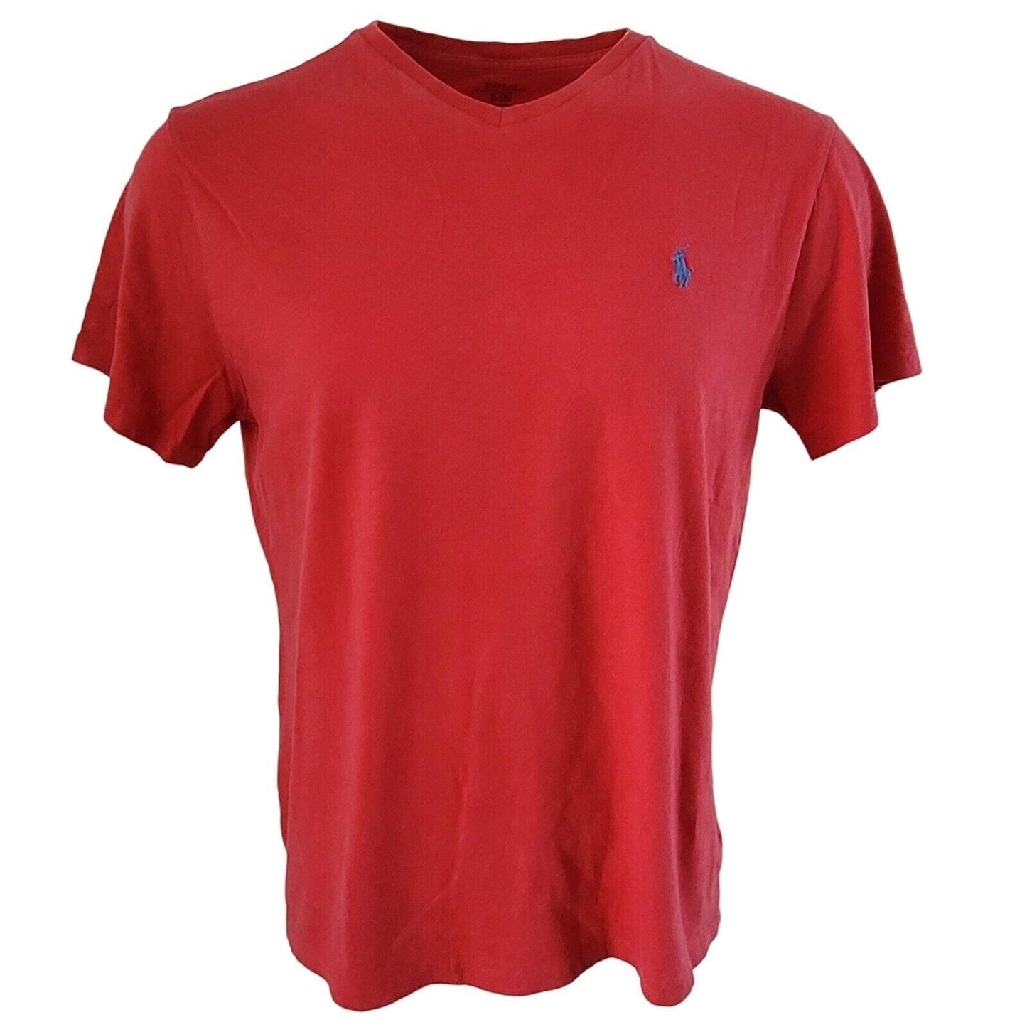 Polo Ralph Lauren Red Cotton V-Neck T-Shirt Large, Grade A Vintage-USASTARFASHION