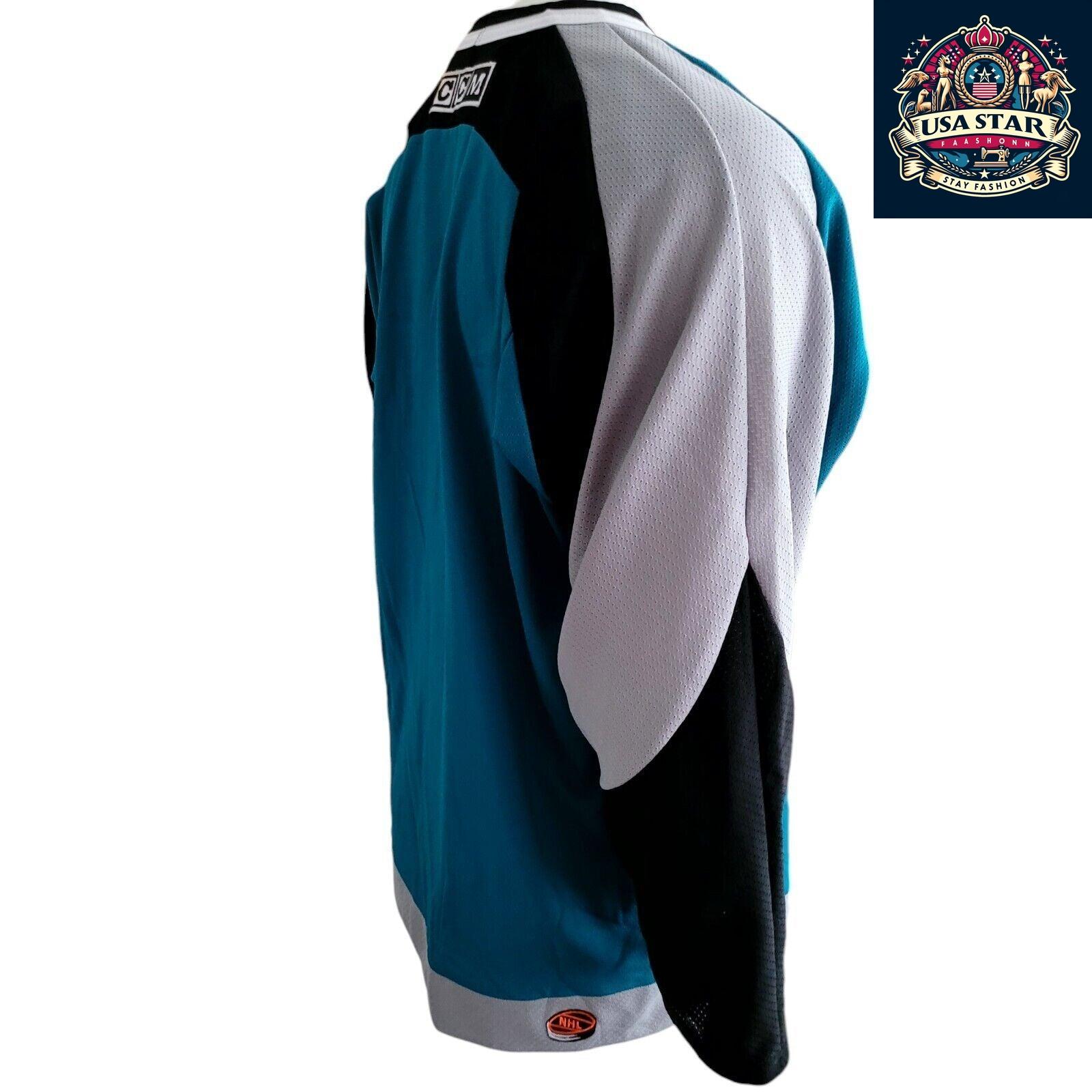 CCM San Jose Sharks Jersey, Teal Men's Medium, Embroidered Logo, Mesh Panels, NHL Official - USASTARFASHION