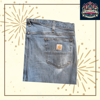 Carhartt Denim Jorts W38 - Vintage Blue, Relaxed Fit, Durable Cotton for Summer Adventures - USASTARFASHION