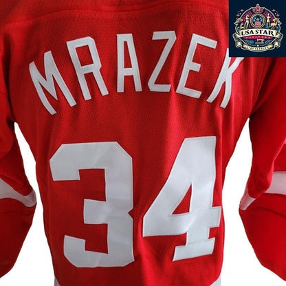 Petr Mrazek #34 Detroit Red Wings Youth Jersey S/M - Durable, Comfortable, Officially Licensed - USASTARFASHION