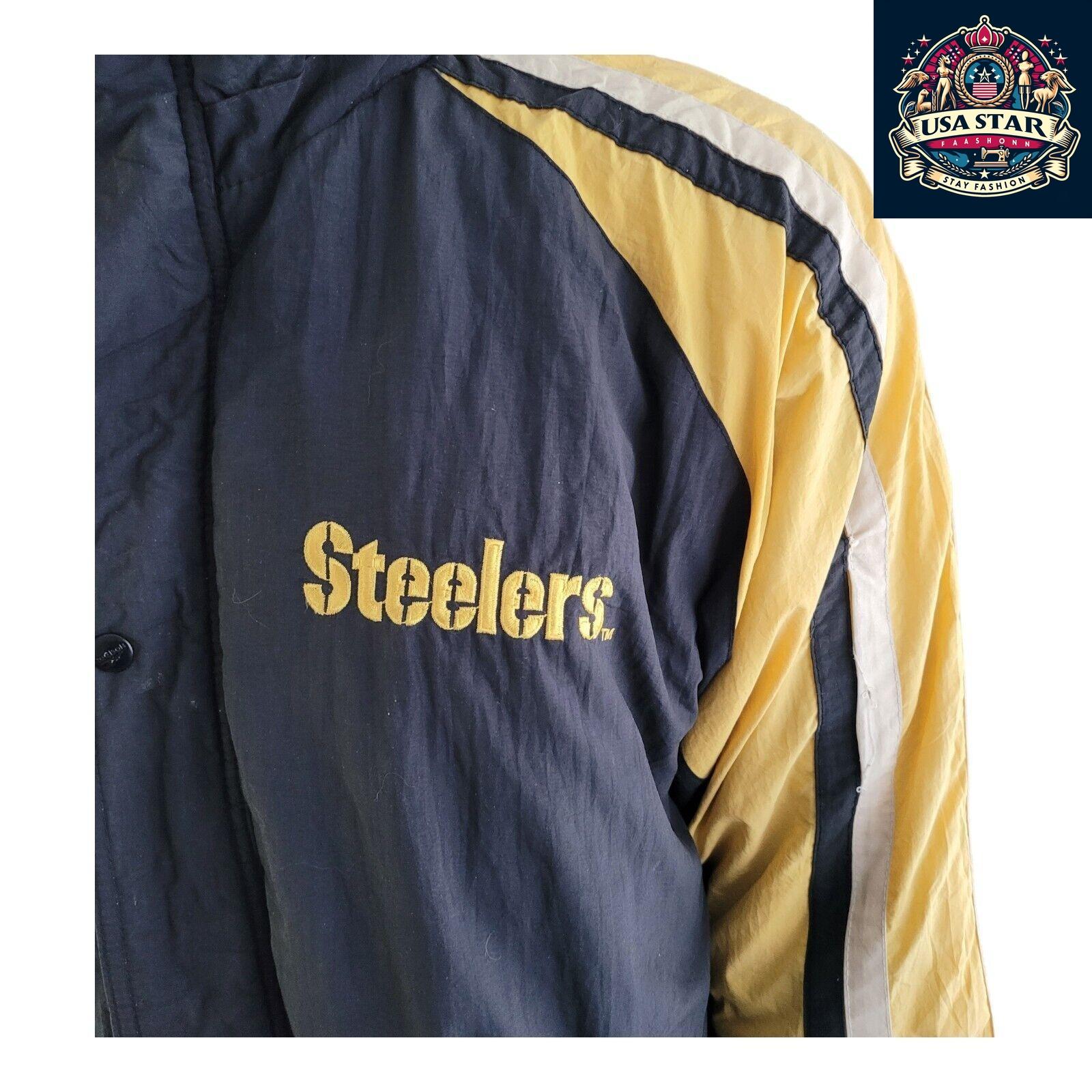 Reebok Steelers Jacket XL - Padded Insulation, Warmth, Bold Yellow & Black Team Colors - USASTARFASHION