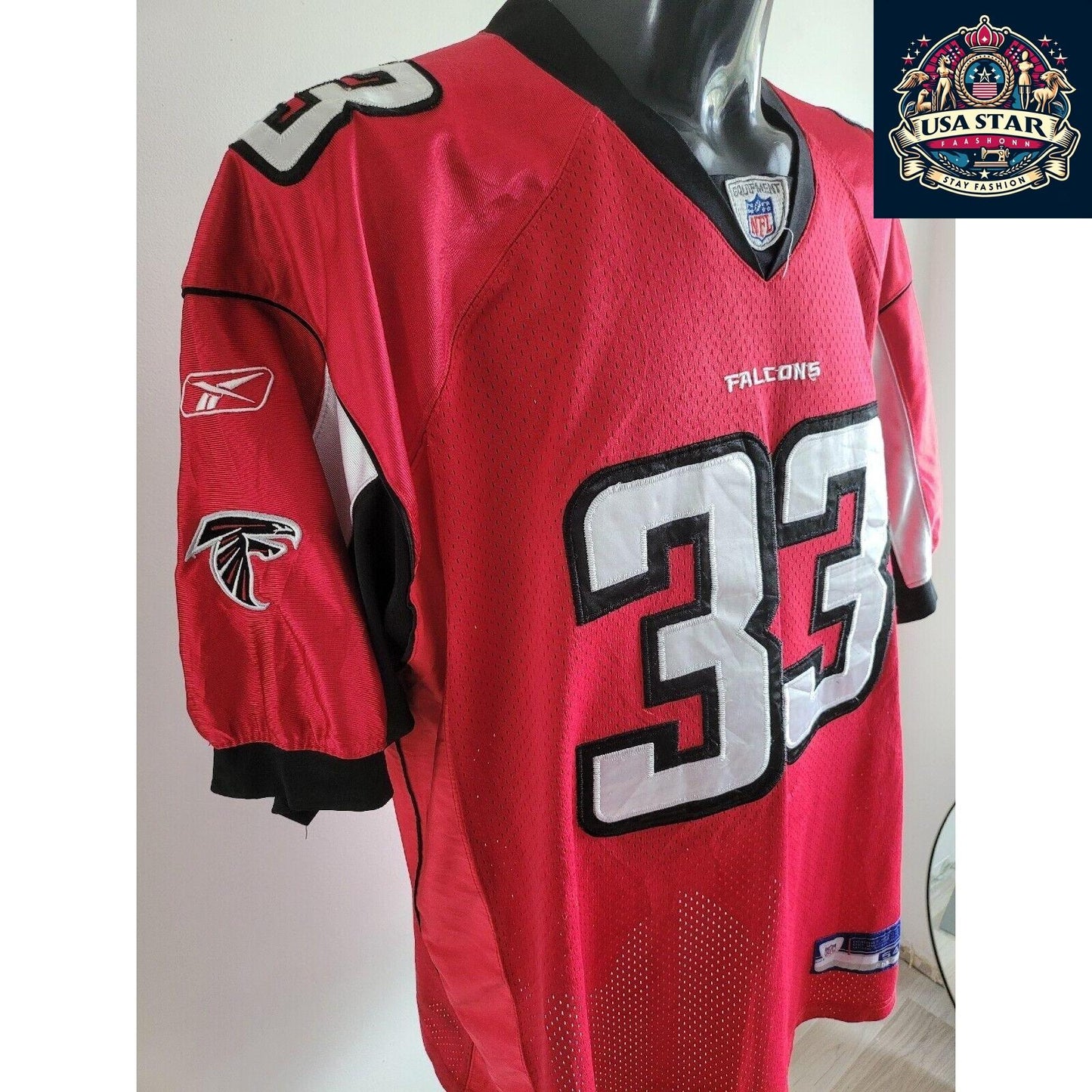 Vintage Falcons Jersey XL - Reebok NFL Atlanta Falcons #33 Turner, Classic Design, Comfortable Fit - USASTARFASHION