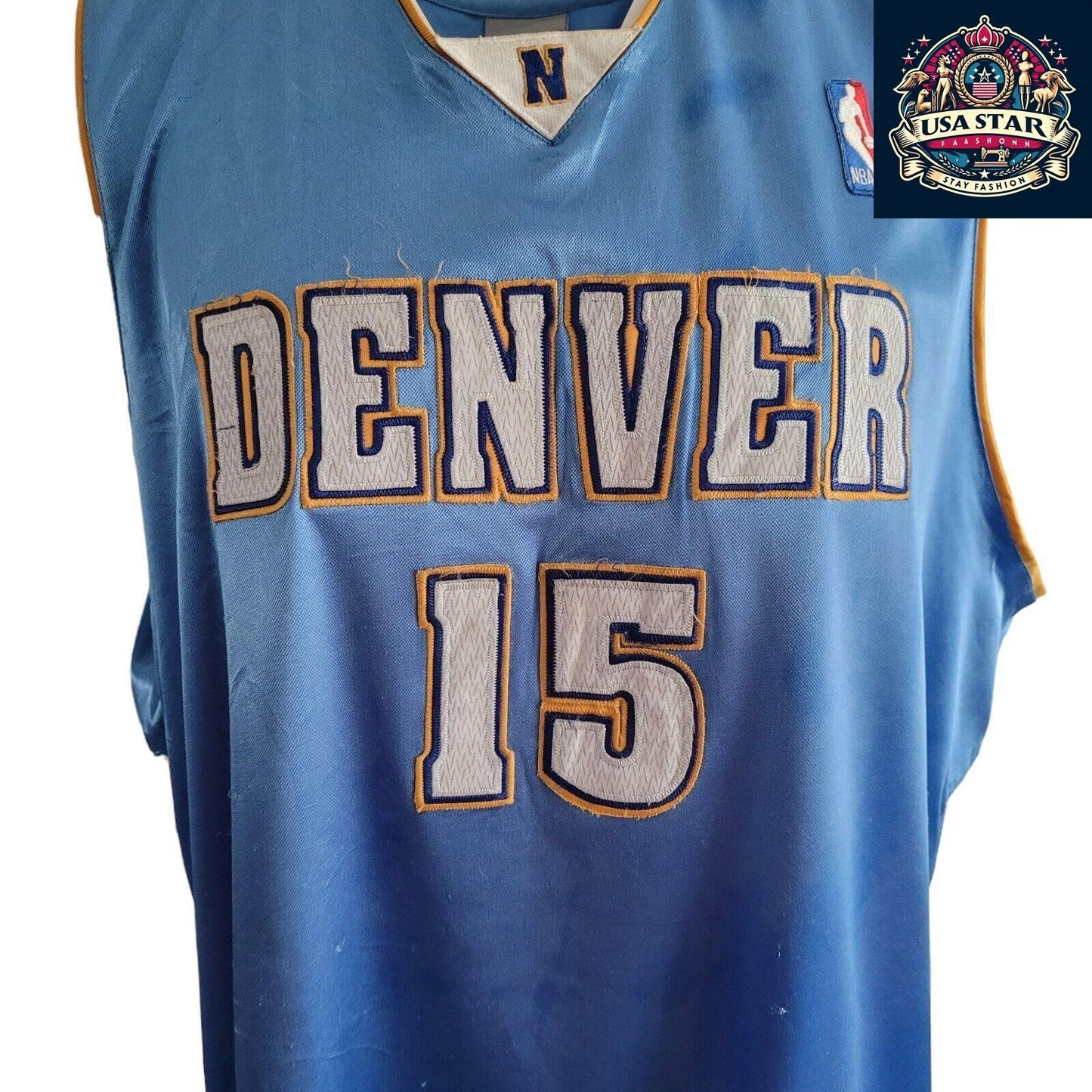 Reebok Vintage Denver Nuggets #15 Anthony Jersey  90s Sz 56 XXL Retro Sportswear - USASTARFASHION