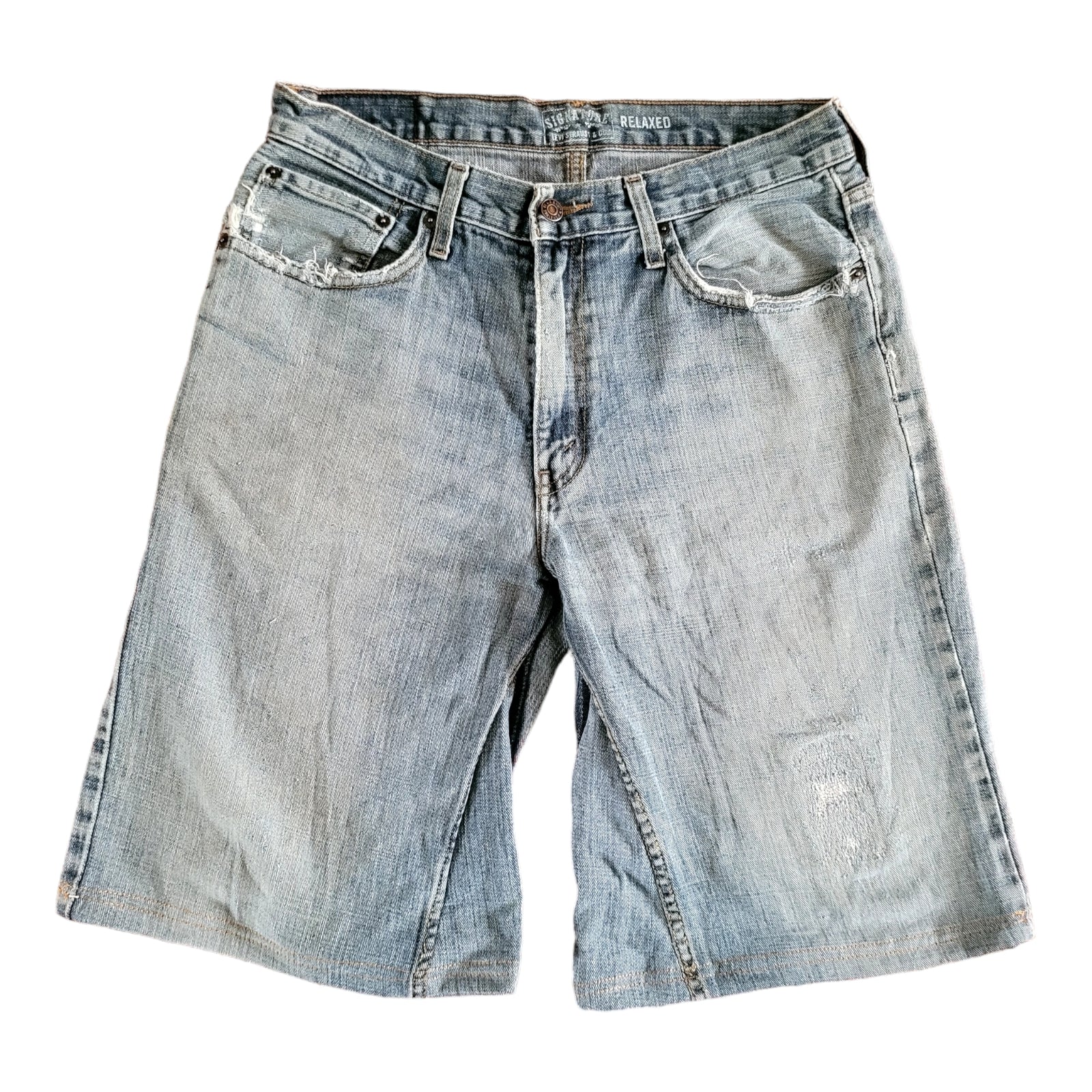 Levi's Signature Jorts, W33  Medium Blue Denim, Ideal for Workwear and Activ-USASTARFASHION