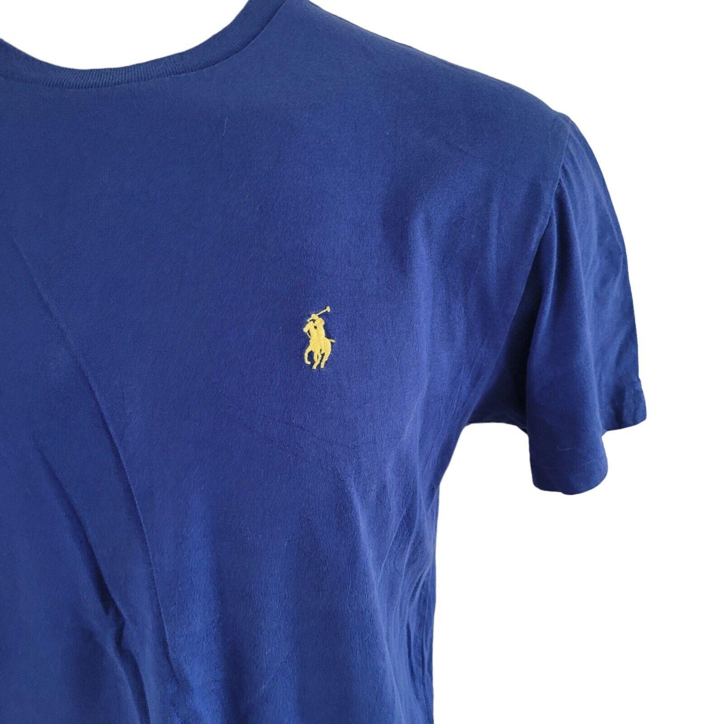 POLO RALPH LAUREN Blue Crew Neck T-Shirt M Cotton 44" Chest 25" Length-USASTARFASHION