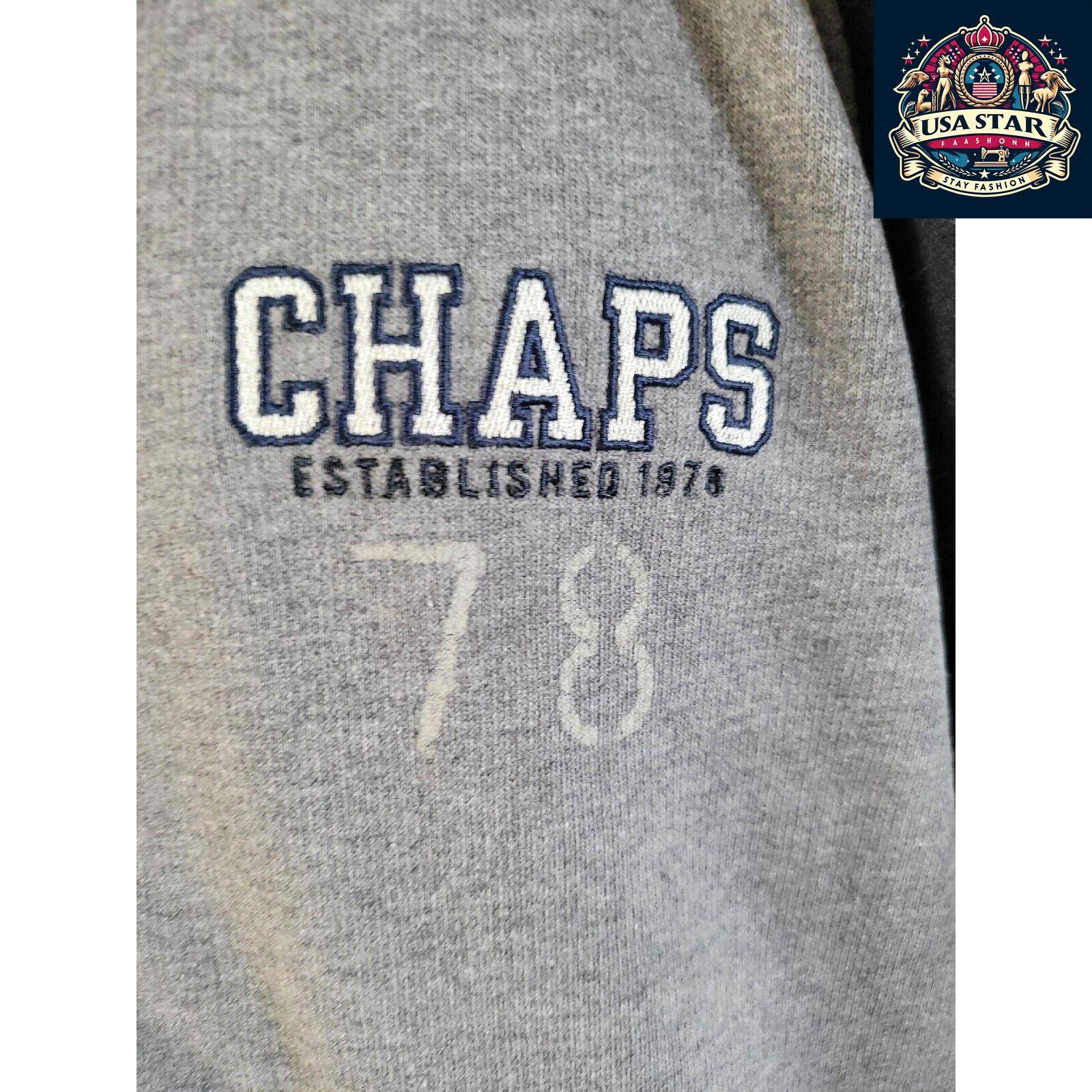 Chaps Ralph Lauren Sweatshirt Full Zip XL, Classic Design, Cozy Fit, Durable Vintage Quality USASTARFASHION