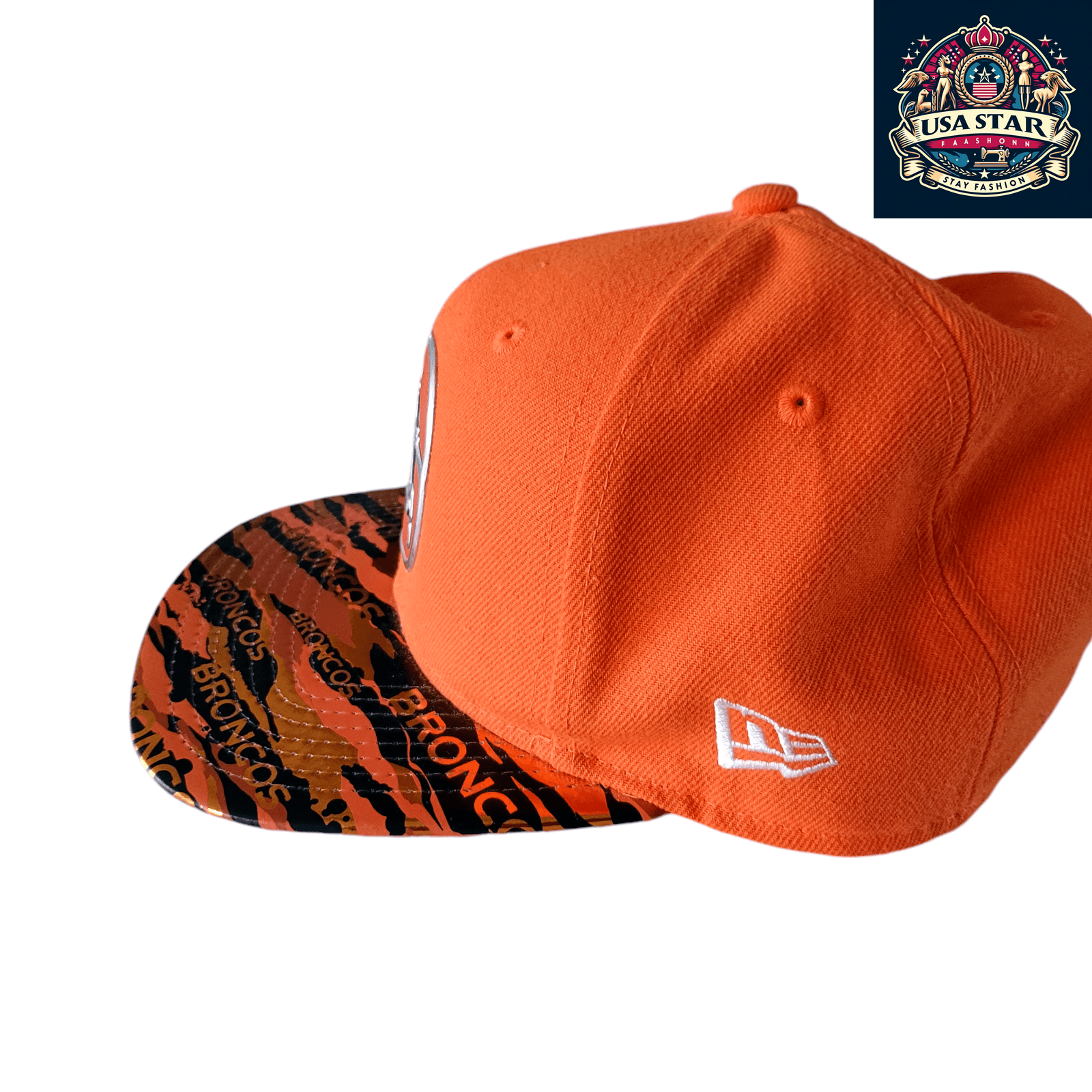 Denver Broncos Snapback Hat 9Fifty Adjustable Flat Brim Cap in Vibrant Orange for Fans - USASTARFASHION