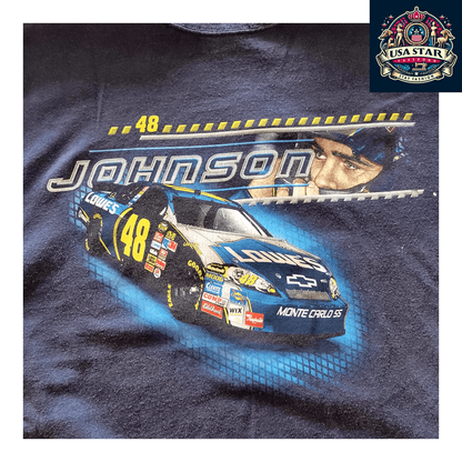 Jimmie Johnson T-Shirt XL by Chase Authentics - Black Cotton with #48 Lowe's Chevy Logo - USASTARFASHION