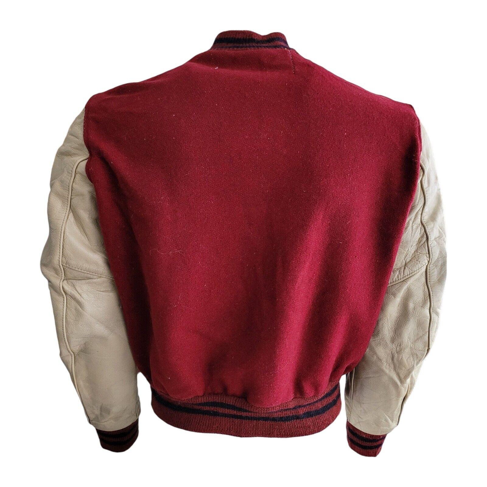 Delong Vintage Leather & Wool Varsity Jacket - Size S-USASTARFASHION