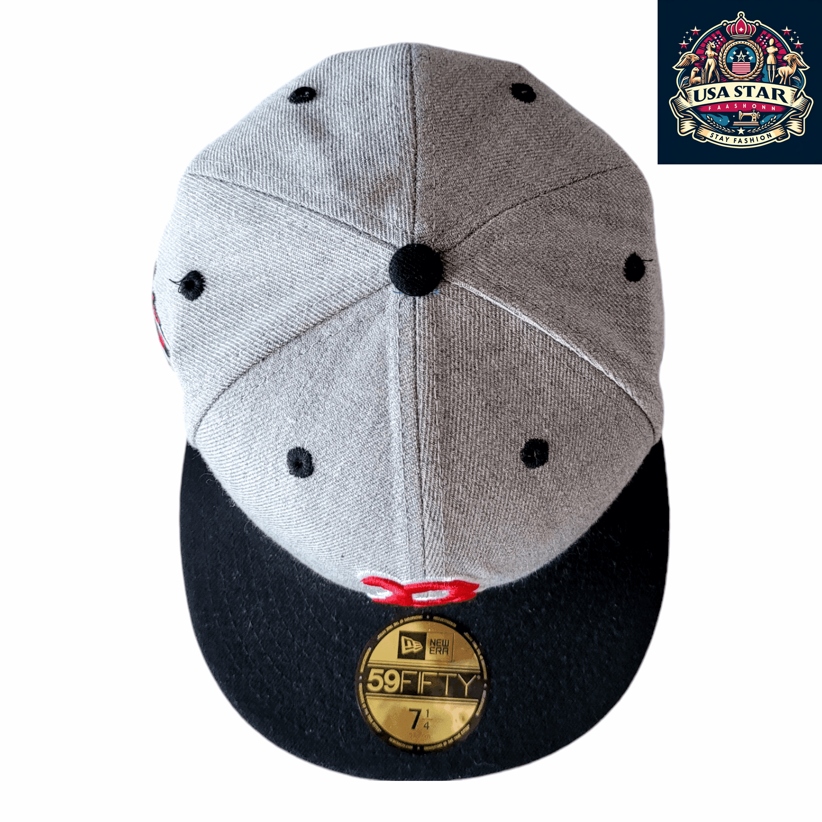 Boston Red Sox Fitted Cap 59FIFTY - Grey/Black, Size 7 1/4 (57.7cm), Premium Comfort & Style - USASTARFASHION