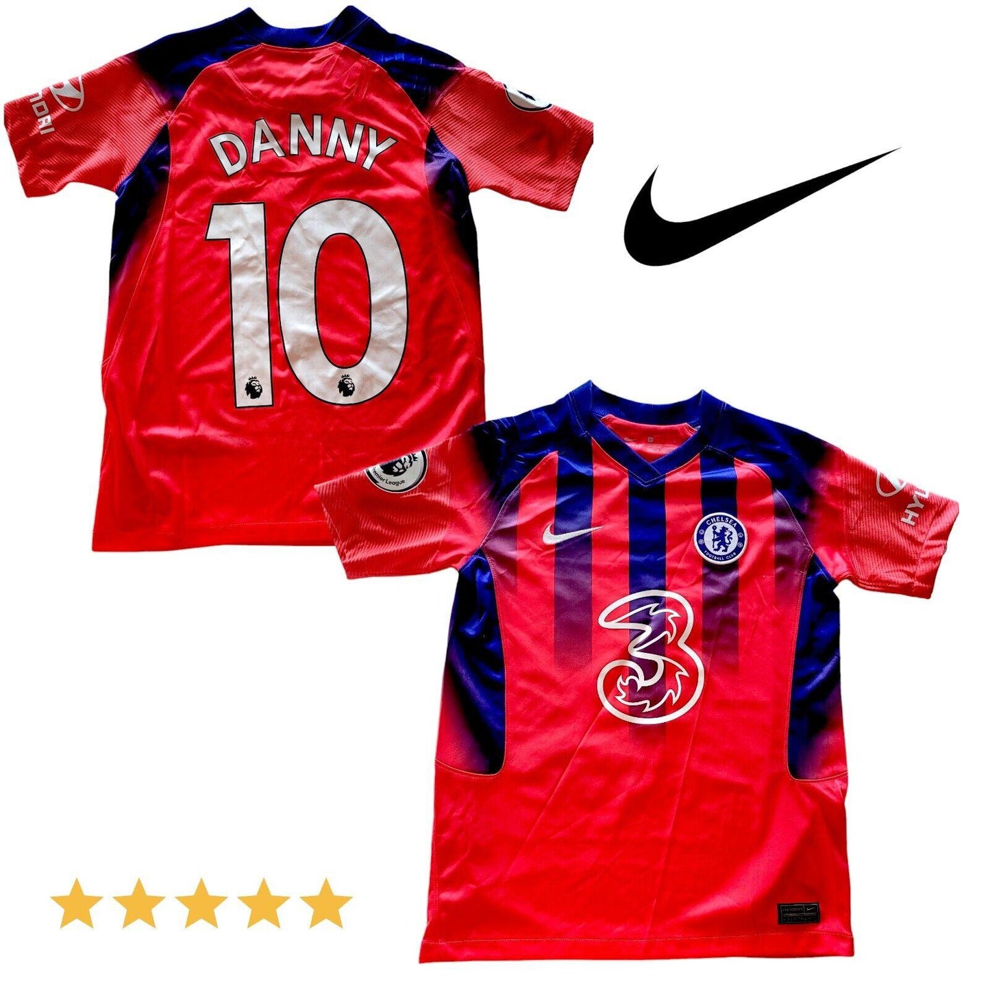 Authentic Nike Chelsea FC 2021 Third Shirt - Red/Blue, Custom "Danny" - M-USASTARFASHION