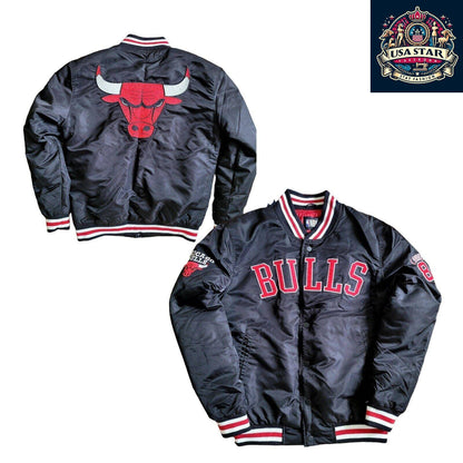 Chicago Bulls Bomber Jacket Men's XS Black Coat with Zach LaVine #8 Logo and Bold Design - USASTARFASHION