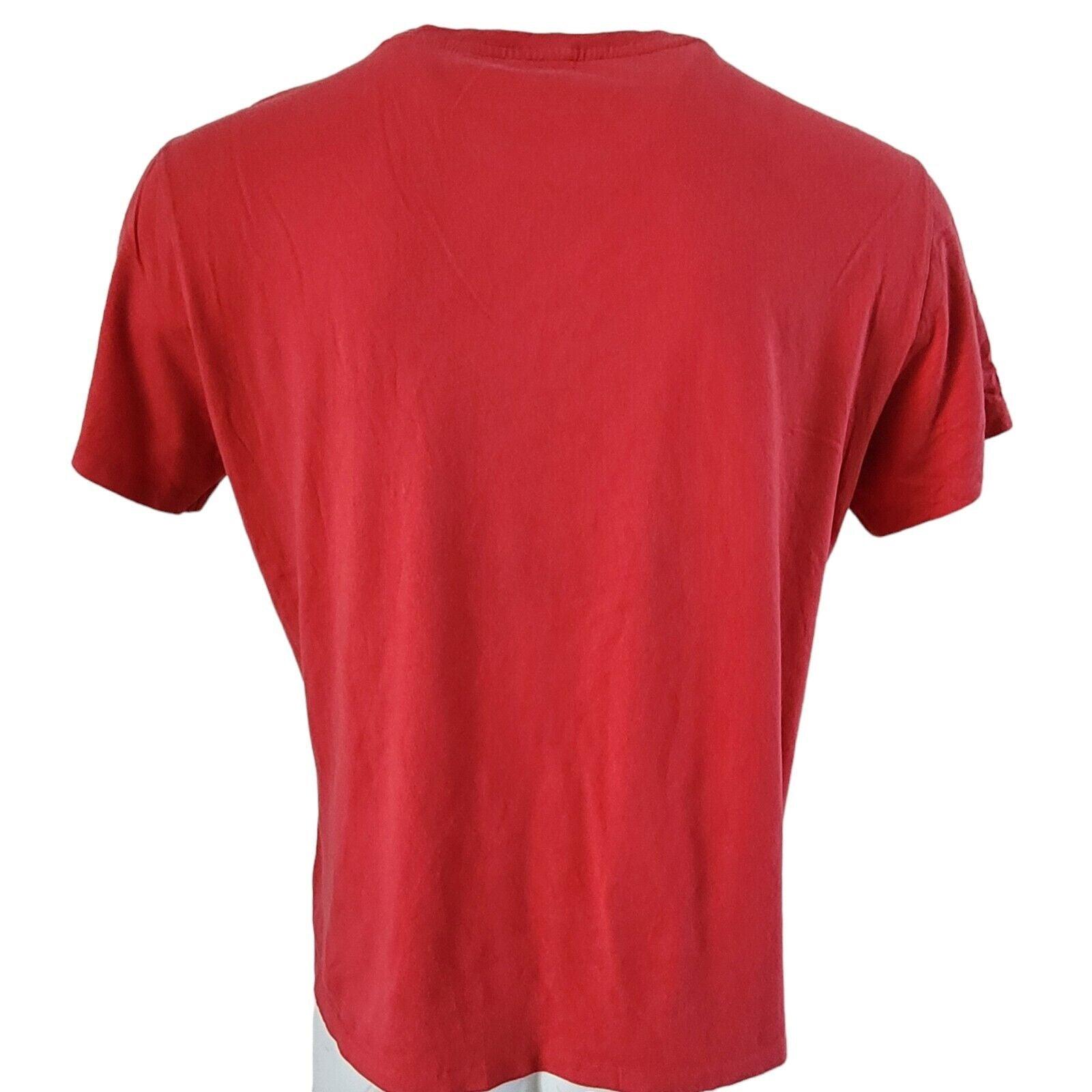 Polo Ralph Lauren Red Cotton V-Neck T-Shirt Large, Grade A Vintage-USASTARFASHION