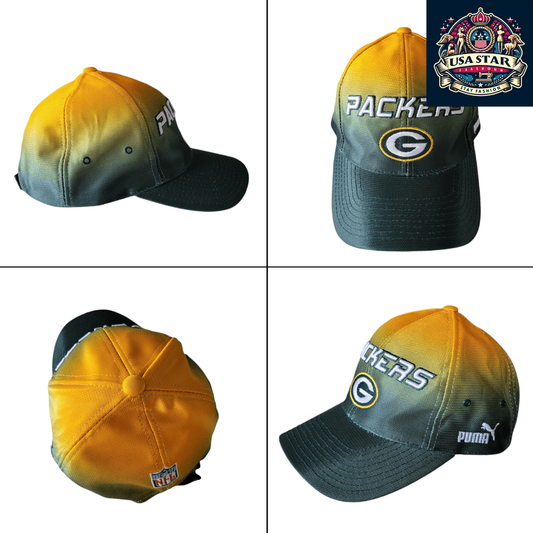 Green Bay Packers Hat - Gradient Design, Official NFL Cap by Puma Pro Line, One Size Fits Most - USASTARFASHION