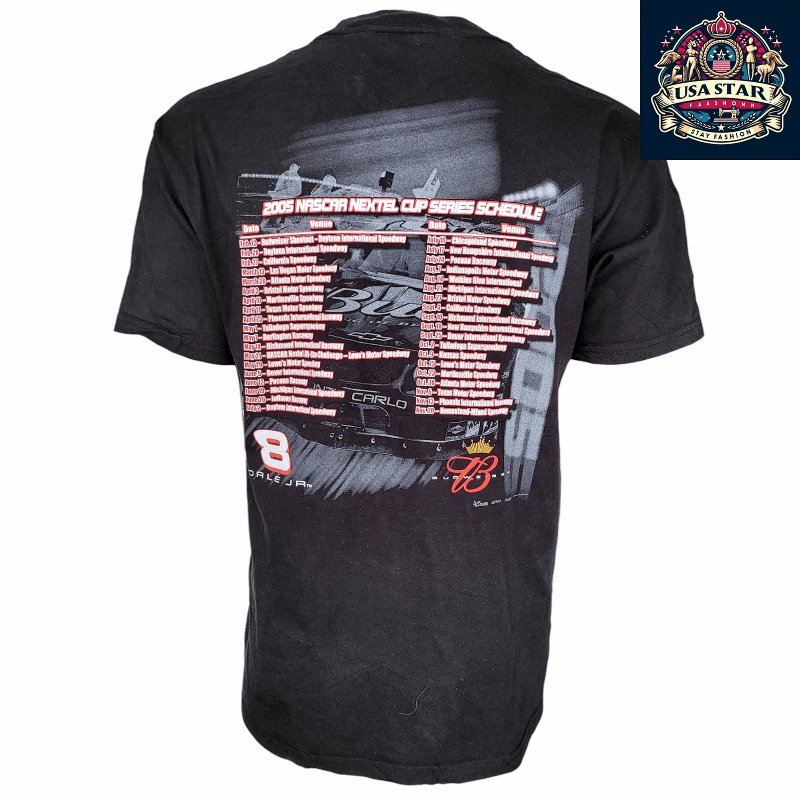 2005 Dale Earnhardt Jr. #8 Budweiser T-Shirt - NASCAR Nextel Cup Series - Size Large - Comfortable Fit USASTARFASHION