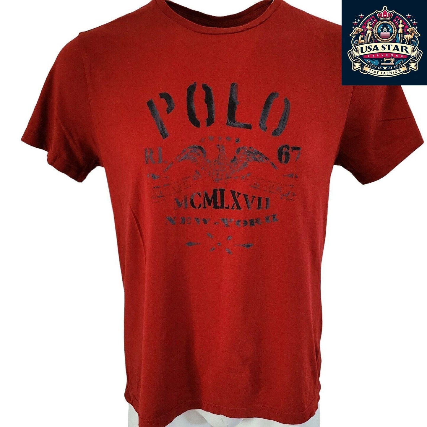 Men's Polo Ralph Lauren T-Shirt, Large, Classic Vintage Style, Breathable Cotton, Iconic Logo - USASTARFASHION