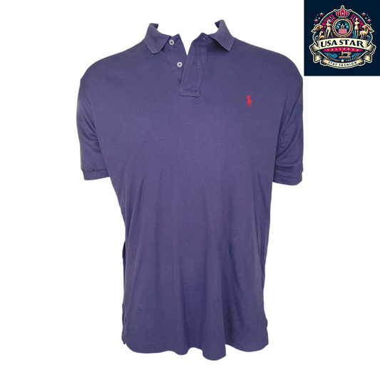 Ralph Lauren Polo Shirt Men's Purple Classic Fit Size L 100% Cotton Short Sleeve Casual Wear - USASTARFASHION