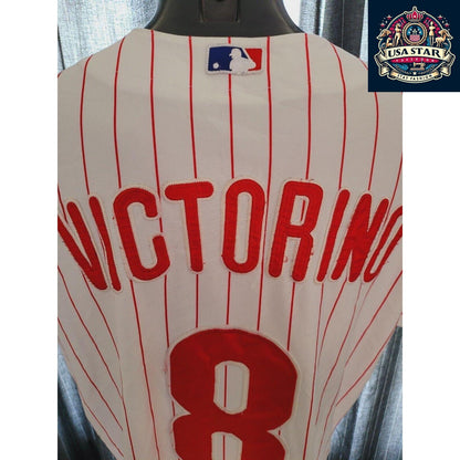 Shane Victorino #8 Vintage Phillies World Series Jersey 2008 Fall Classic Size 50 L - USASTARFASHION