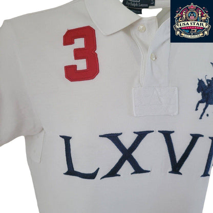 Ralph Lauren Polo Shirt PRL Club Challenge Cup MCMLXVII Vintage Sz L 100% Cotton Short Sleeve - USASTARFASHION