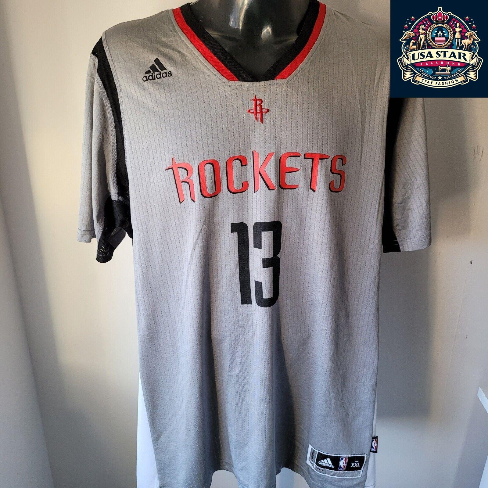 Houston Rockets Shirt James Harden #13 Grey Short Sleeve T-Shirt by Adidas - 2XL Men's Apparel - USASTARFASHION