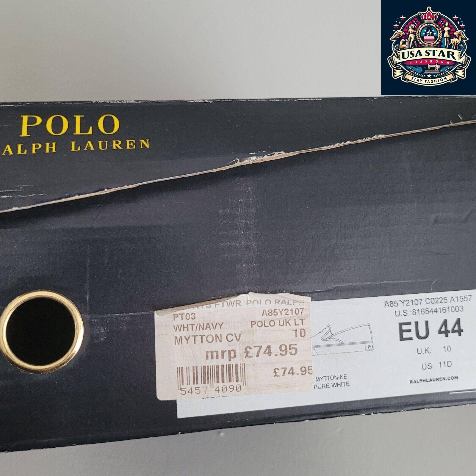 Ralph Lauren Men's Pumps Size 10 UK - Stylish White Sneakers with Comfortable Fit and Versatile Design USASTARFASHION