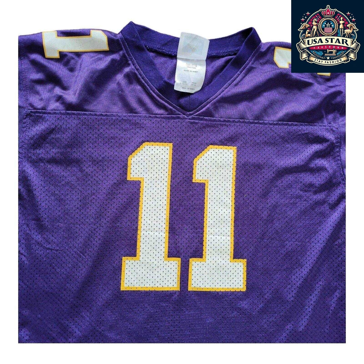 Adidas Daunte Culpepper #11 Minnesota Vikings Jersey Kids Purple Youth Size M (10-12) - USASTARFASHION