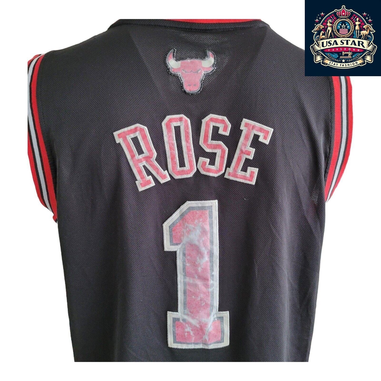 Adidas Chicago Bulls Jersey #1 Derrick Rose Vintage Large Nostalgic NBA Basketball Apparel - USASTARFASHION