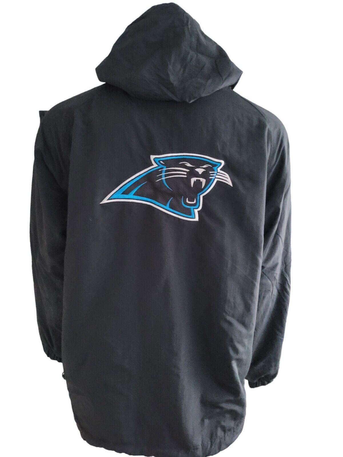 NFL Carolina Panthers Reversible Jacket in Size L - Black/Logo & Text Sides, 2-in-1 Design, Game Day Outerwear-USASTARFASHION