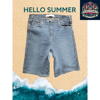 Signature Levi Strauss High-Rise W34 Denim Jorts - Trendy, Comfortable Fit for Casual Style - USASTARFASHION