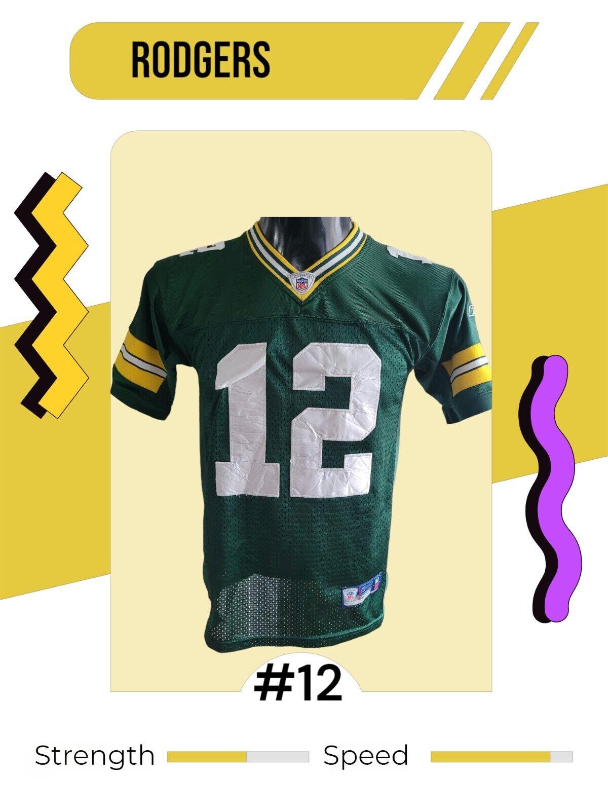 Green Bay Packers Aaron Rodgers #12 NFL Youth Jersey Shirt in Size M - Green Color-USASTARFASHION