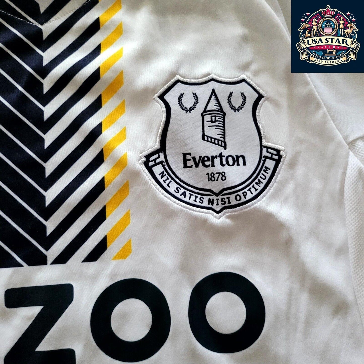 Hummel Everton Third SS Jersey Youth XXL White with Black & Yellow Accents, Moisture-Wicking - USASTARFASHION