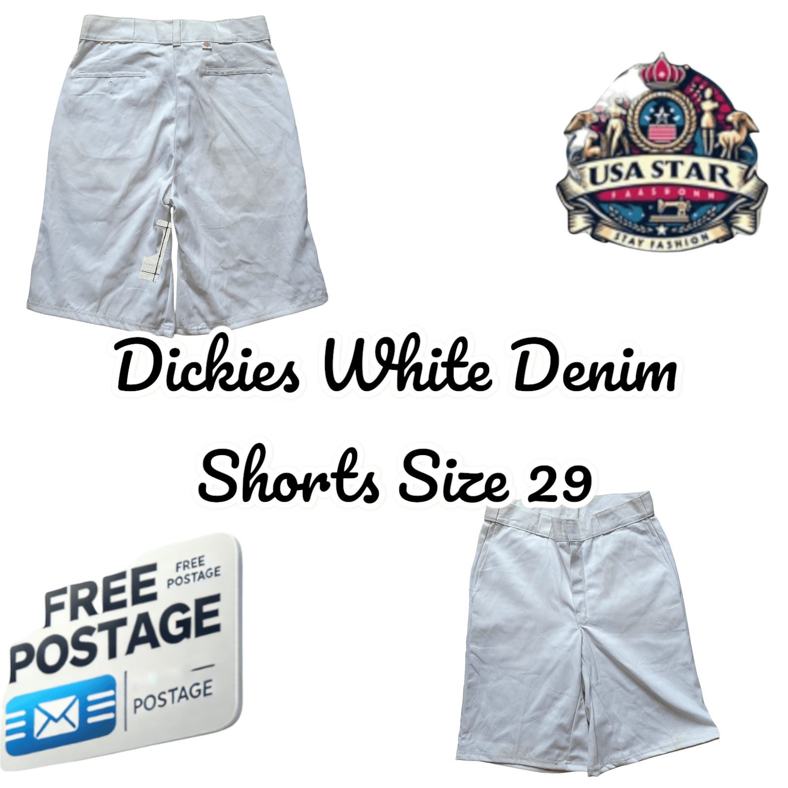 Dickies White Denim Shorts Size 29