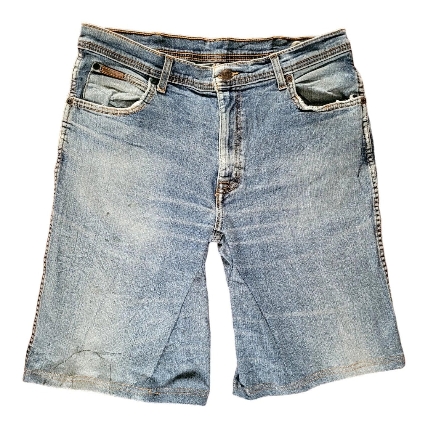 Authentic Wrangler Texas Stretch Denim Shorts W36 L32 Light Wash Free Shipping-USASTARFASHION