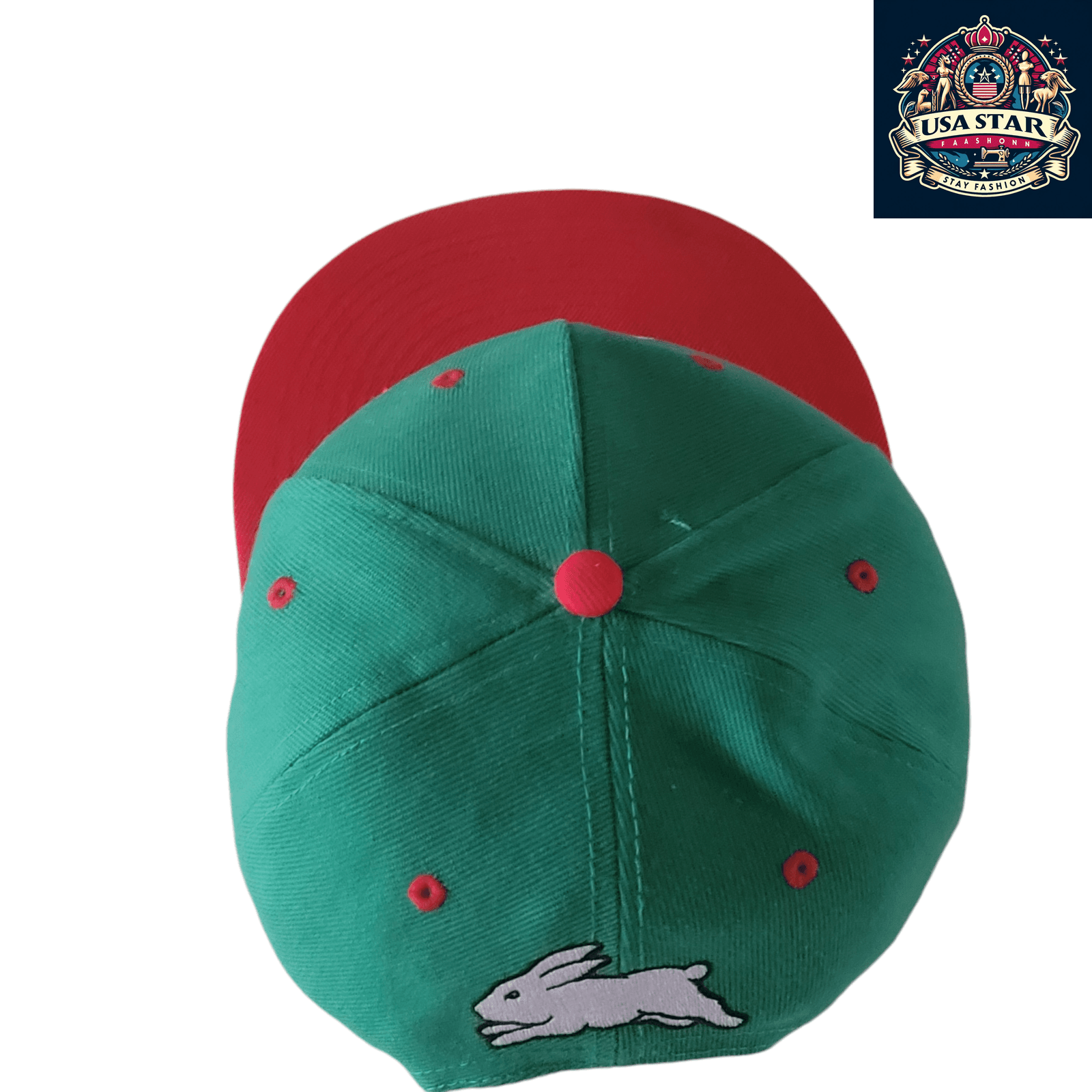 South Sydney Rabbitohs Cap - Official NRL Licensed Adjustable Supporter Hat in Green/Red, Size S - USASTARFASHION