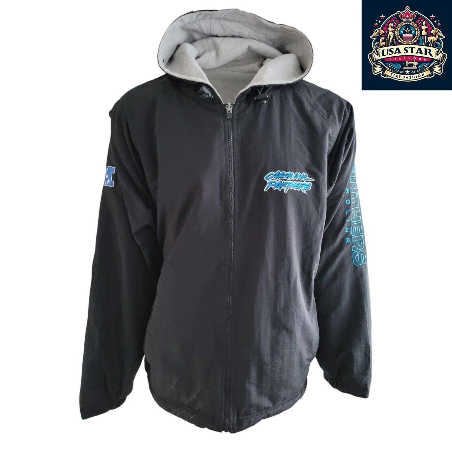 Carolina Panthers Jacket – Stylish 2-In-1 Reversible Design With Pockets, Size L - USASTARFASHION