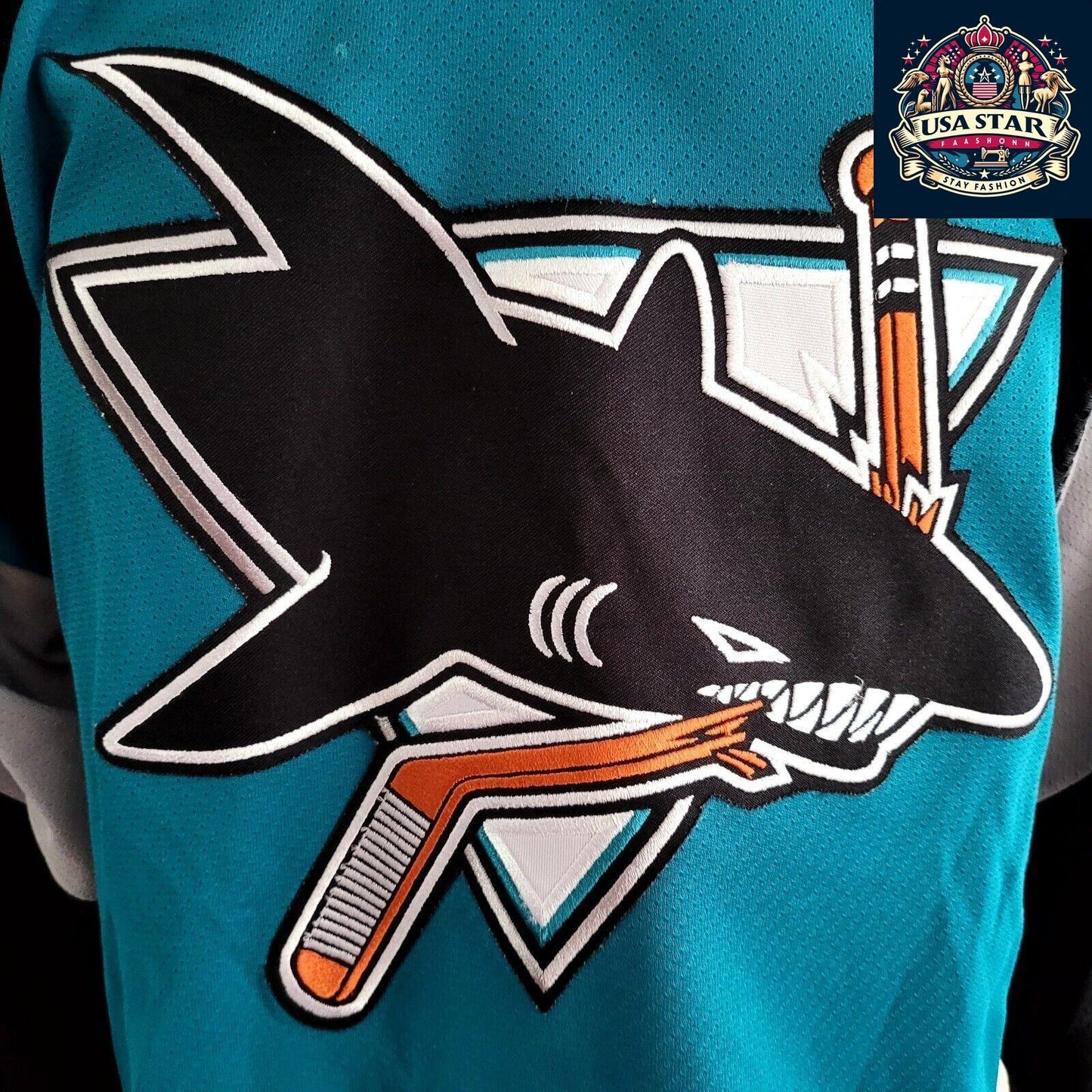 CCM San Jose Sharks Jersey, Teal Men's Medium, Embroidered Logo, Mesh Panels, NHL Official - USASTARFASHION