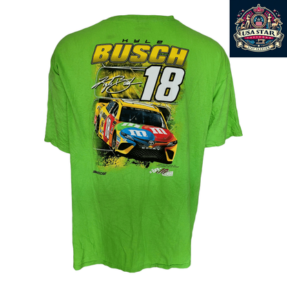 Kyle Busch T-Shirt #18 M&M's Vintage Racing Tee 3XL Green Joe Gibbs Racing Fan Style - USASTARFASHION