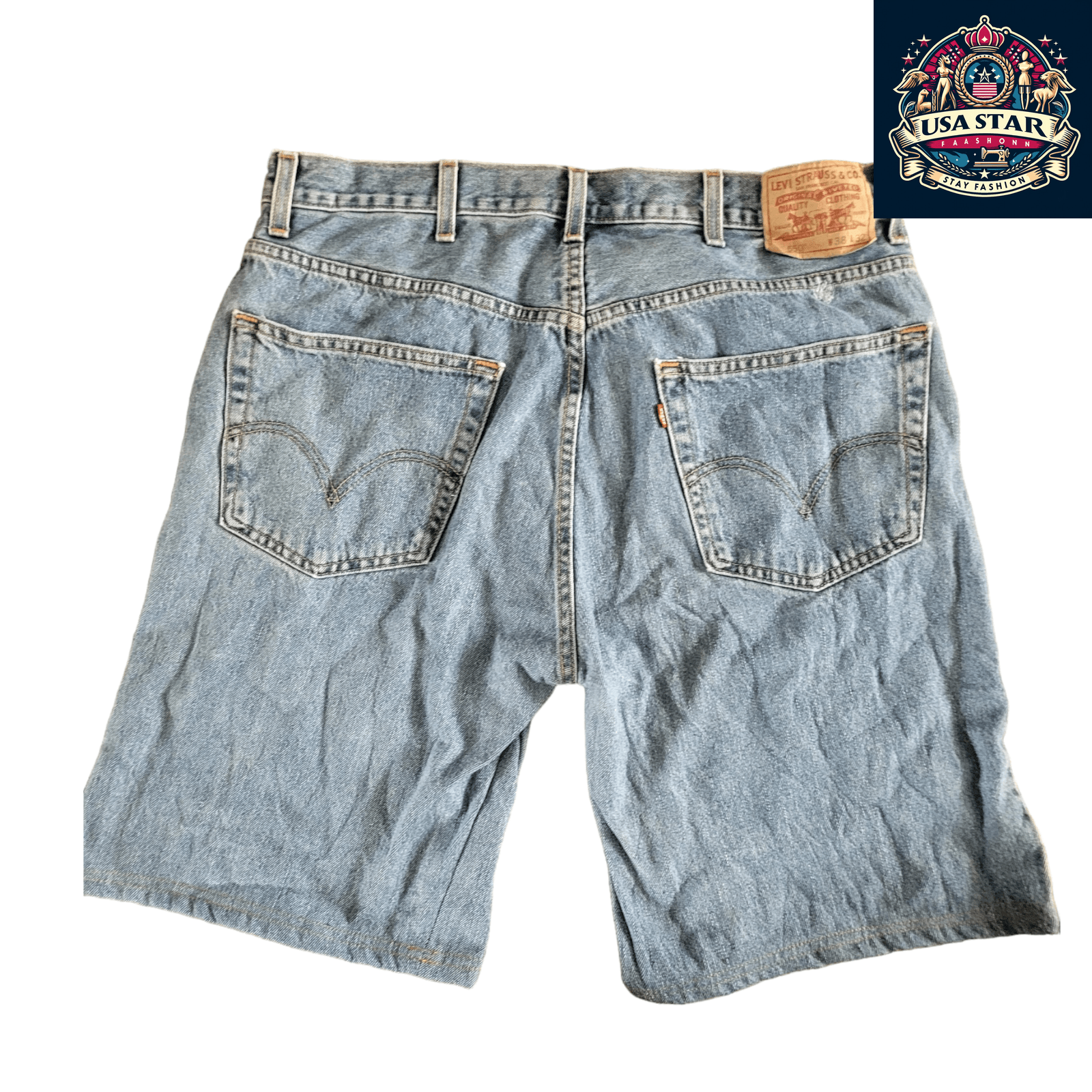 Levi's 560 Blue Jean Shorts, Size 38, Relaxed Fit, Used & Reworked for Casual Comfort USASTARFASHION