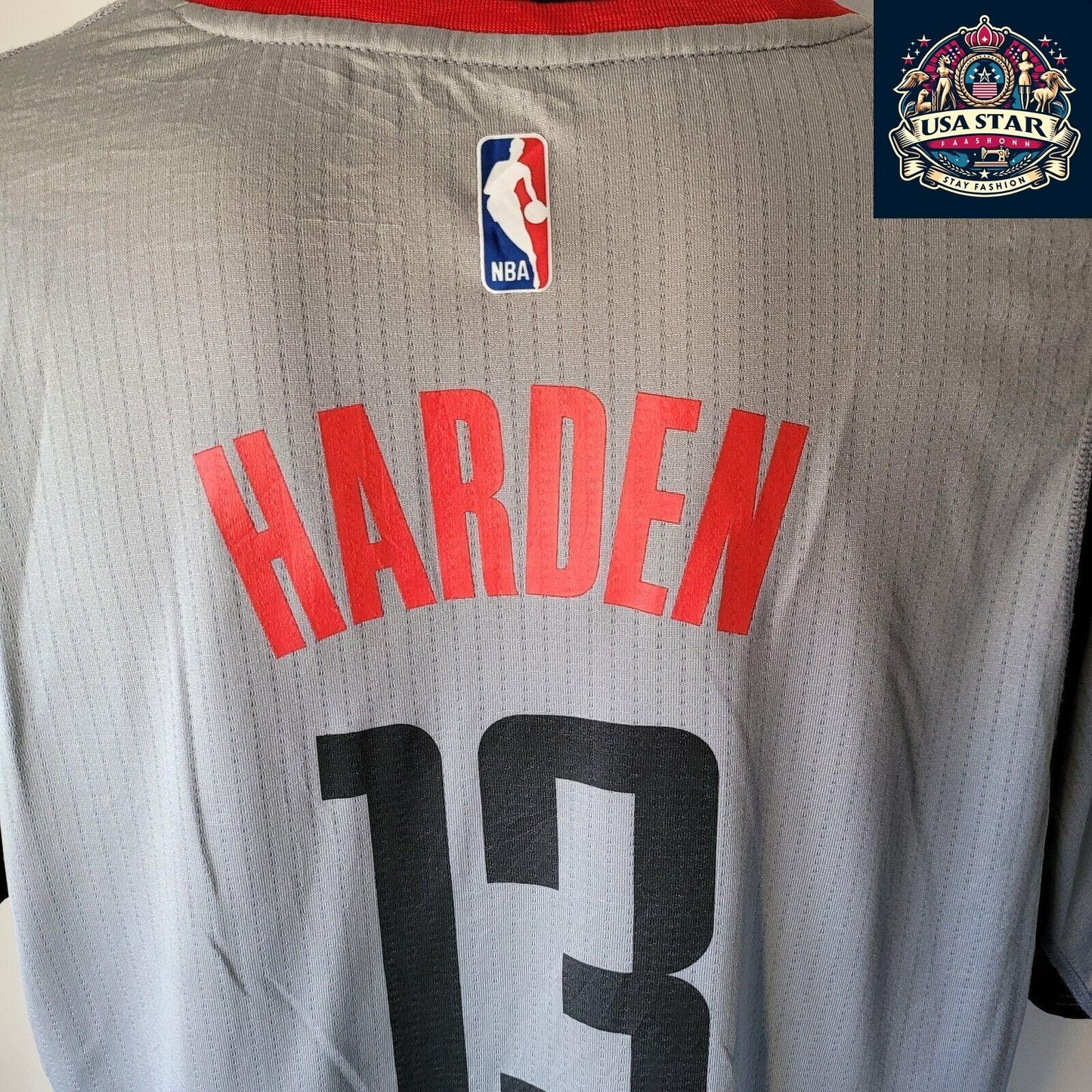 Houston Rockets Shirt James Harden #13 Grey Short Sleeve T-Shirt by Adidas - 2XL Men's Apparel - USASTARFASHION