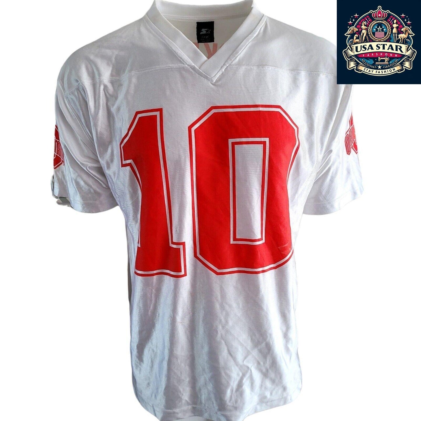 Vintage Ohio State Buckeyes Men's Large Football Jersey by Starter – Classic White with Red Accents - USASTARFASHION