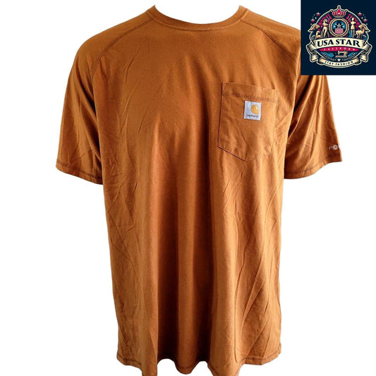 Carhartt Men's T-Shirt 2XL Relaxed Fit, Durable 65% Cotton 35% Polyester in Rust Orange - USASTARFASHION