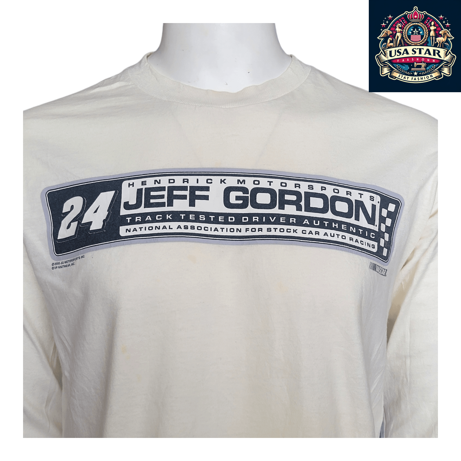 Jeff Gordon 24 Long Sleeve NASCAR T-Shirt, Men's Large, Navy Blue Cotton, Stylish & Comfortable - USASTARFASHION