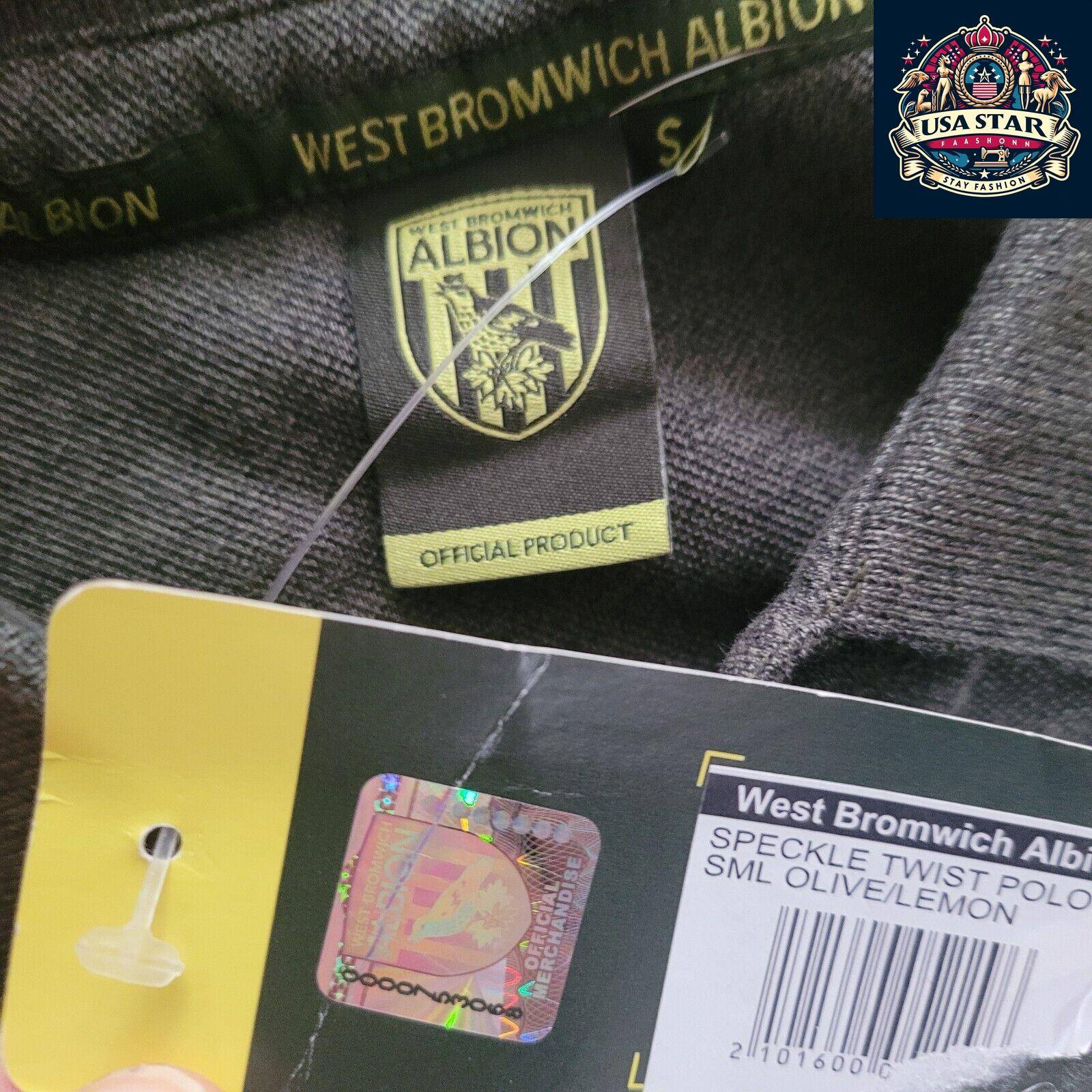 West Bromwich Albion Polo Shirt - Speckle Twist & Lemon Design, Size S, Official Merchandise - USASTARFASHION