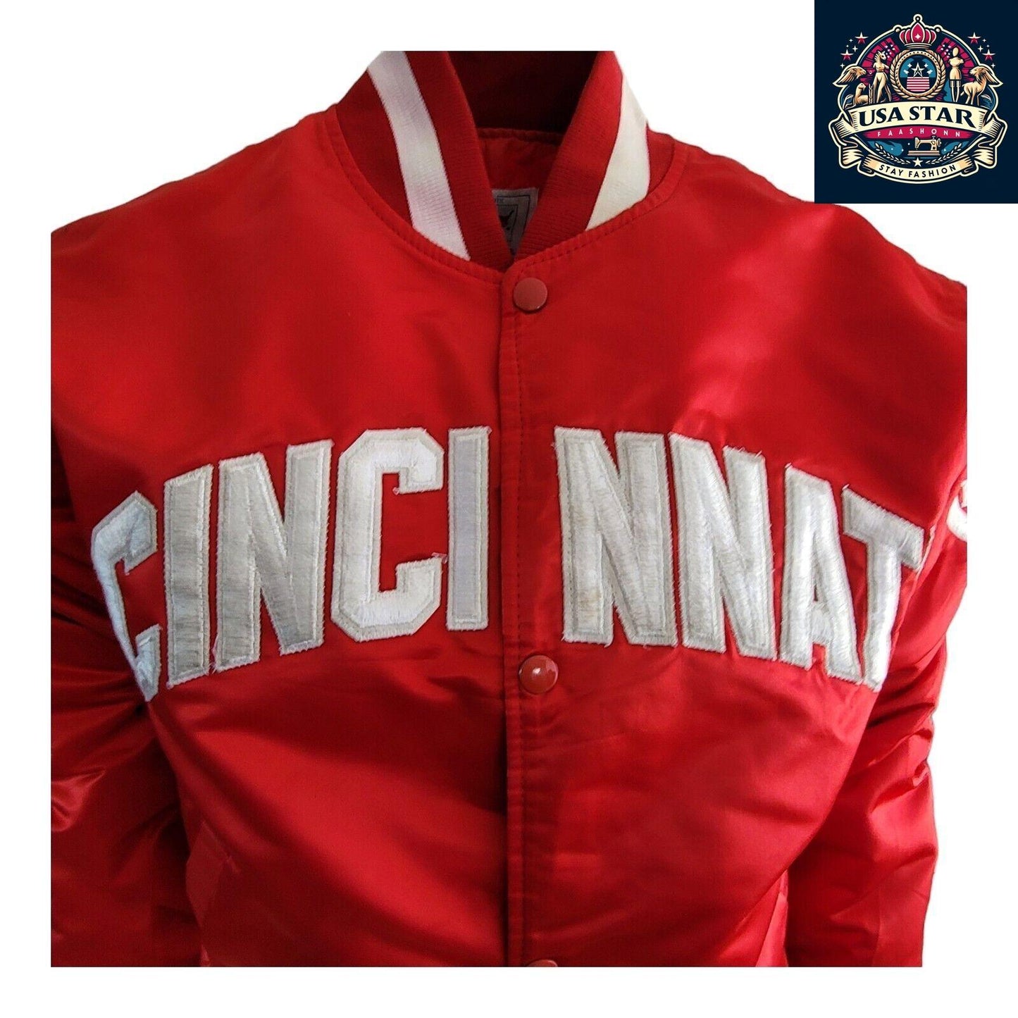 Vintage Cincinnati Reds Jacket by Starter Diamond Collection, Men's L (Fits Like M), Snap Closure - USASTARFASHION