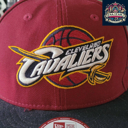 New Era Cleveland Cavaliers Hat 9FIFTY Snapback Cap Burgundy/Black Medium-Large Adjustable - USASTARFASHION